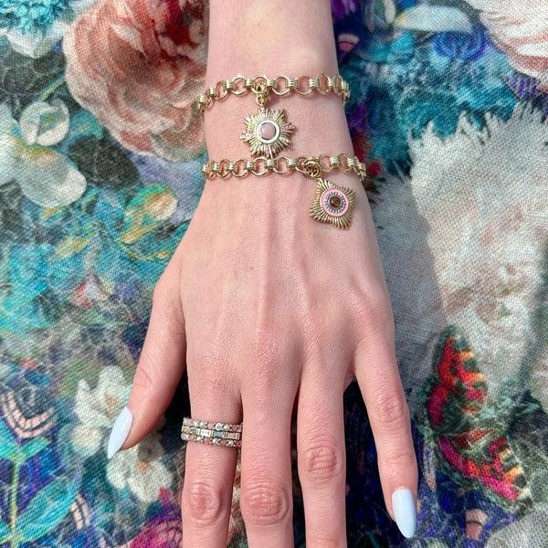 Storrow 14K Gold Diamond Pink Opal & Pink Sapphire Mini Victoria Medallion