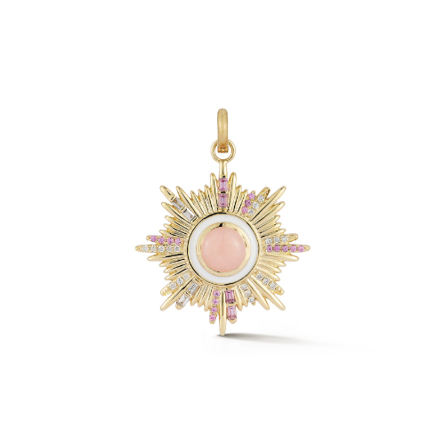 storrow 14K Gold Diamond Pink Opal & Pink Sapphire Mini Victoria Medallion