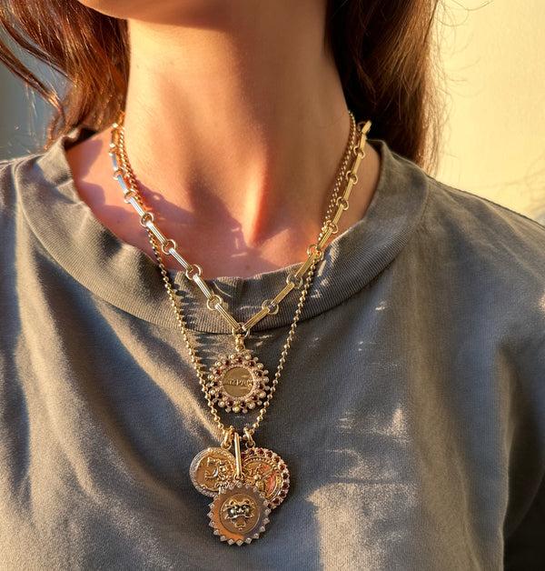 Storrow 14K Gold Diamond Pink Tourmaline & Pearl Mizpah Medallion