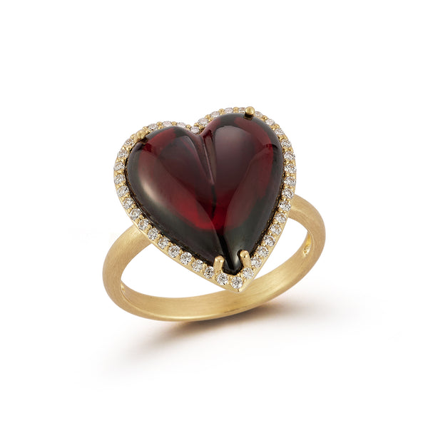 Storrow 14K Gold Diamond & Red Garnet Alana Large Heart Ring