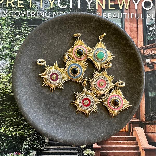 Storrow 14K Gold Diamond & Winterberry Red Enamel Vale Medallion