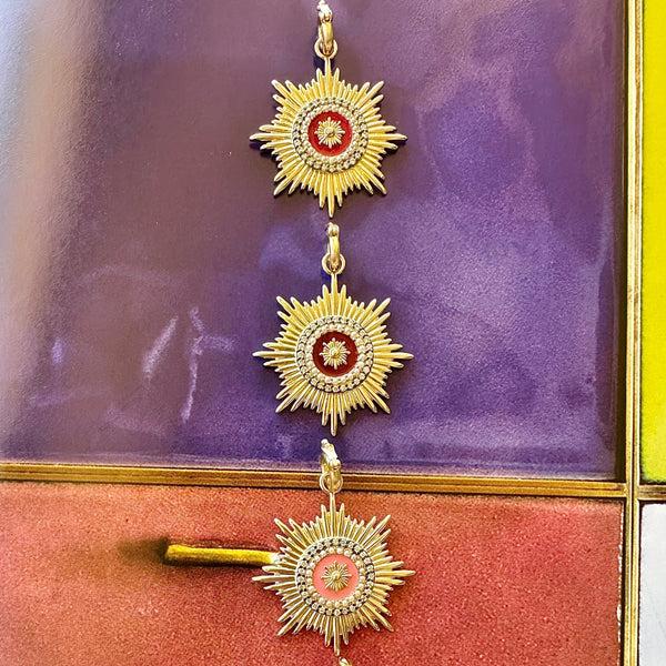 Storrow 14K Gold Diamond & Winterberry Red Enamel Vale Medallion