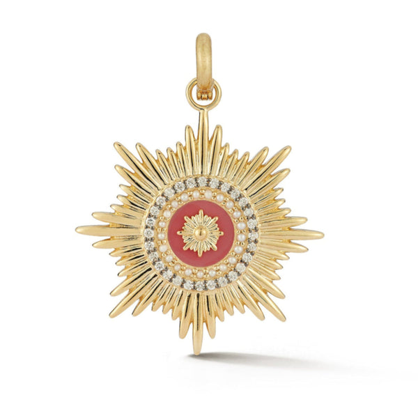 storrow 14K Gold Diamond & Winterberry Red Enamel Vale Medallion