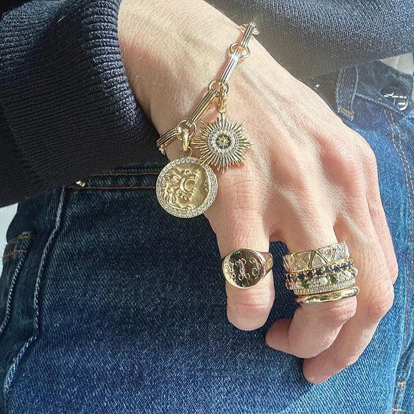 Storrow 14K Gold Elongated Book Link 7" Ernie Chain Bracelet