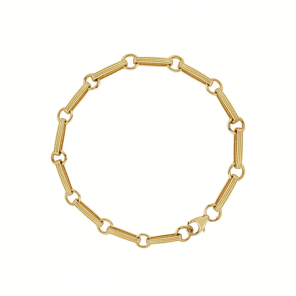 storrow 14K Gold Elongated Book Link 7" Ernie Chain Bracelet