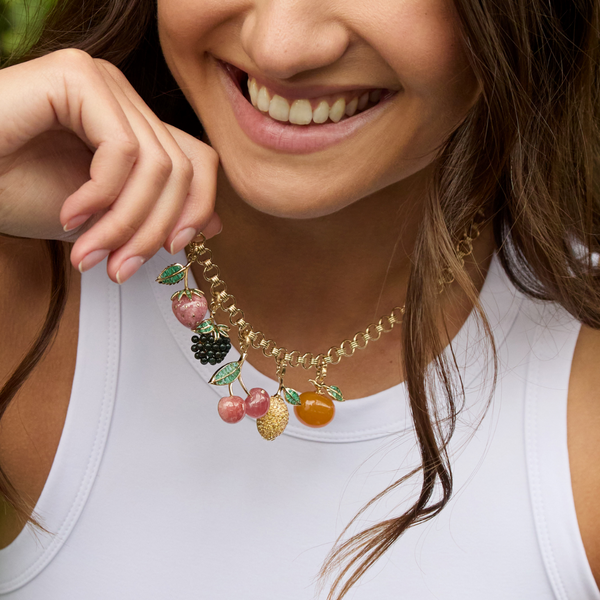 Storrow 14K Gold Emerald & Bloodstone Wild Blackberry Charm