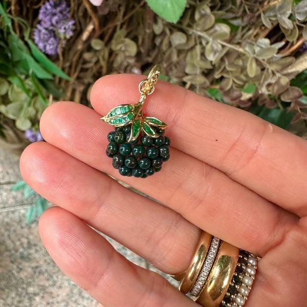 Storrow 14K Gold Emerald & Bloodstone Wild Blackberry Charm