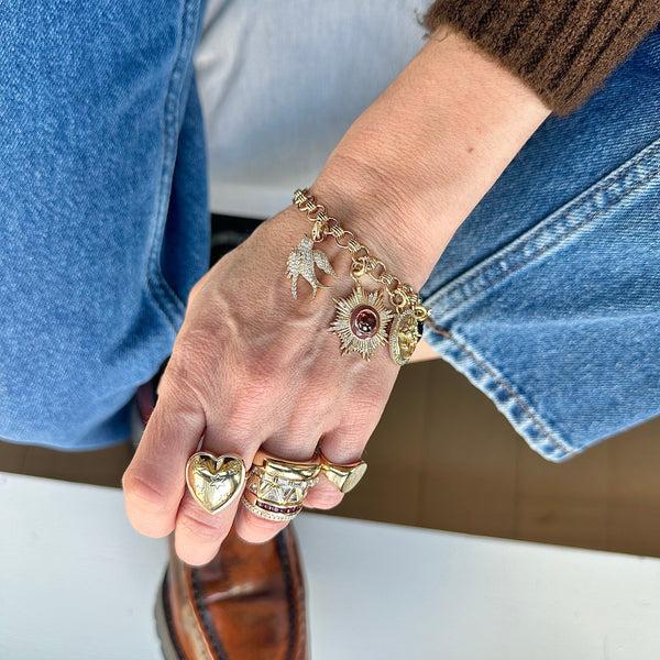 Storrow 14K Gold Garnet Diamond & Enamel Victoria Medallion