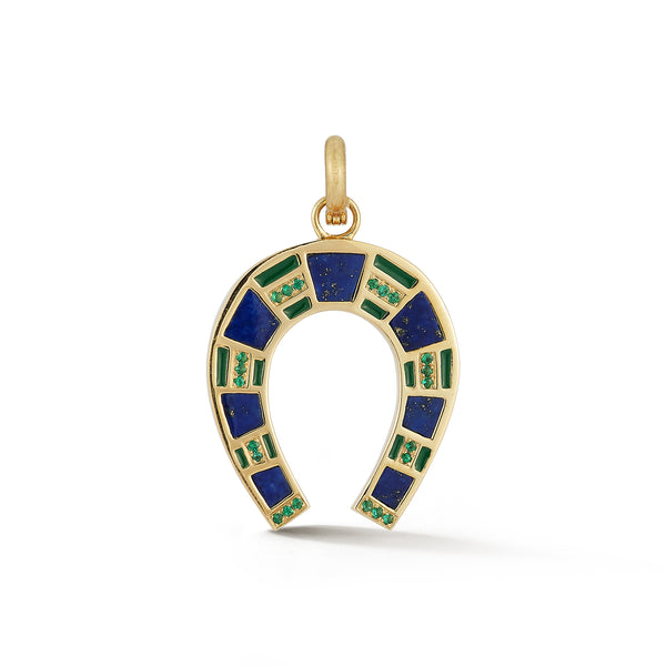 storrow 14K Gold Lapis & Emerald Hallie Horseshoe Charm