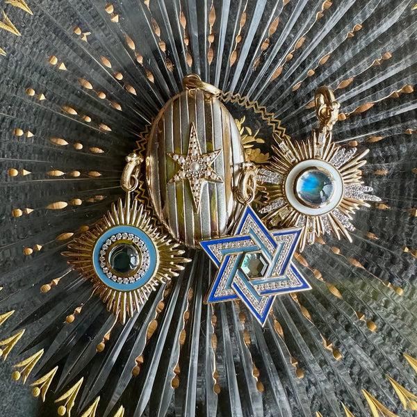 Storrow 14K Gold London Blue Topaz & Diamond Star Of David Charm
