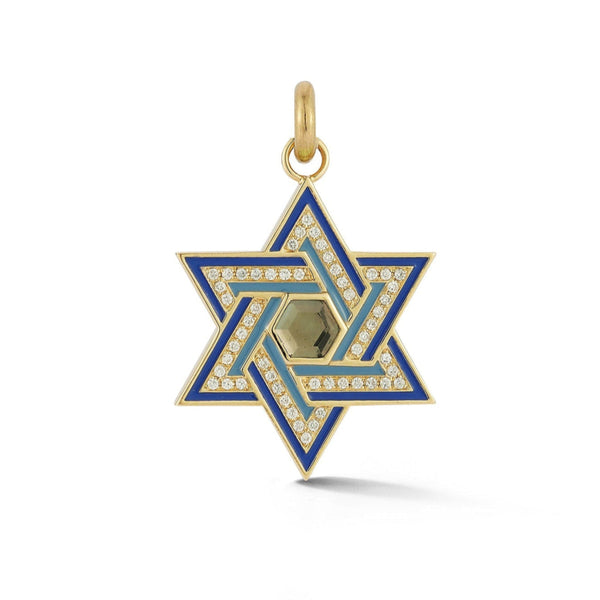storrow 14K Gold London Blue Topaz & Diamond Star Of David Charm