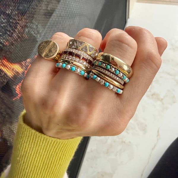 storrow 14K Gold Mixed Stone Pre-Stacked Strata Ring