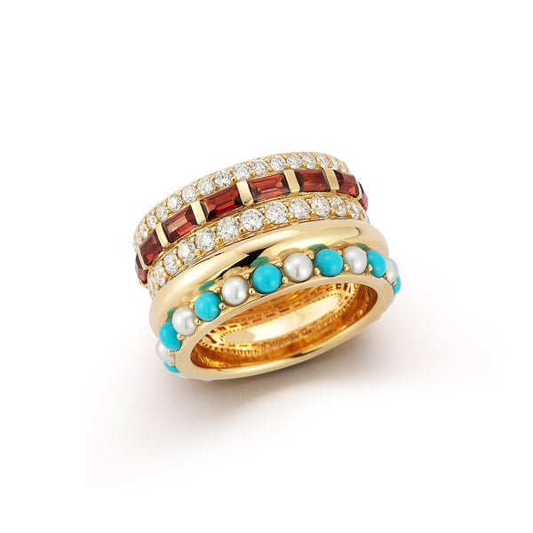 storrow 14K Gold Mixed Stone Pre-Stacked Strata Ring