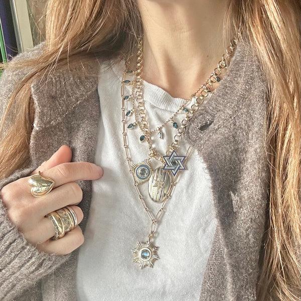 Storrow 14K Gold Moonstone Diamond & Enamel Victoria Medallion