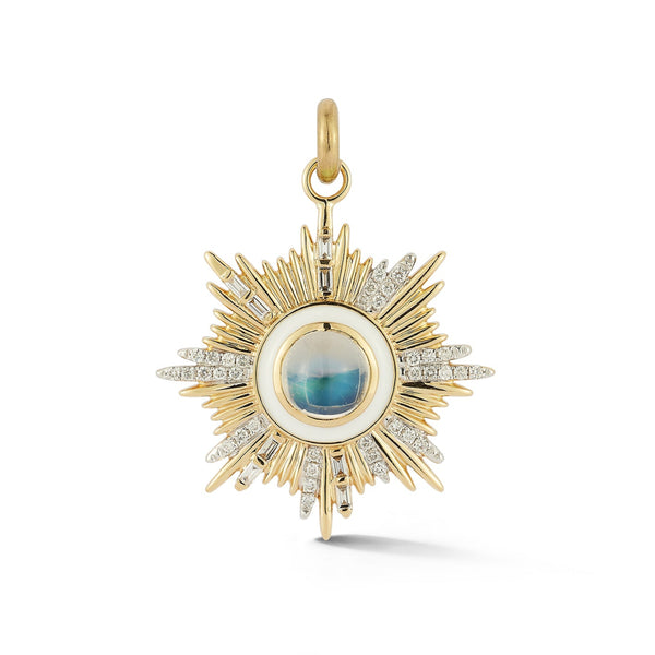 storrow 14K Gold Moonstone Diamond & Enamel Victoria Medallion