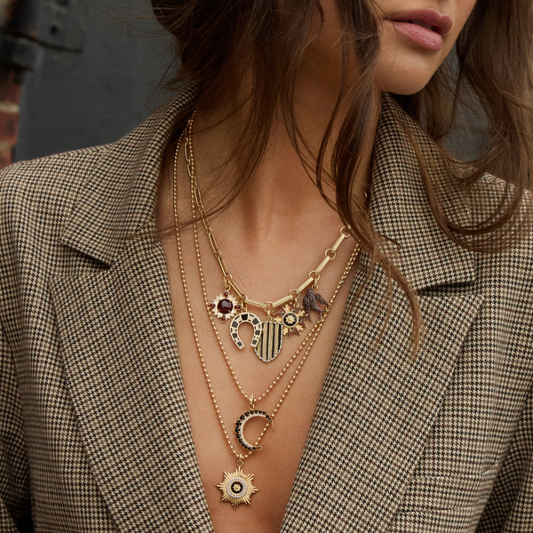 Storrow 14K Gold Pearl & Black Enamel Walter Medallion