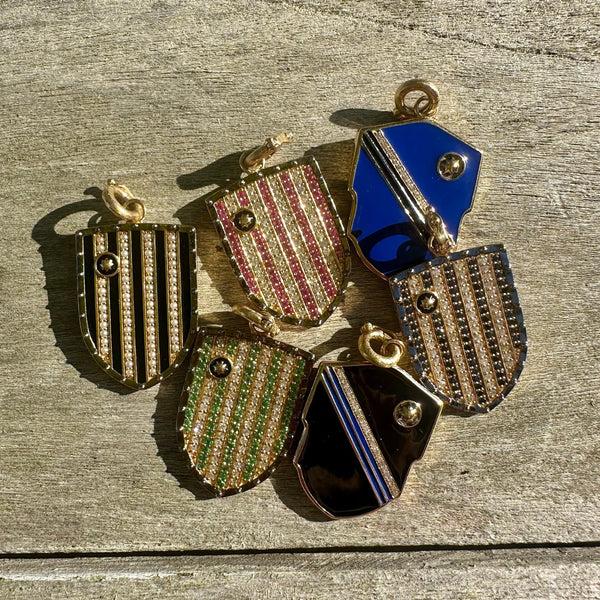 Storrow 14K Gold Pearl & Black Enamel Walter Medallion