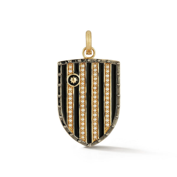 storrow 14K Gold Pearl & Black Enamel Walter Medallion