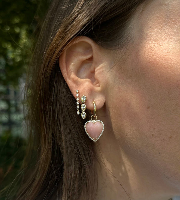 Storrow 14K Gold & Pink Opal Alana Large Diamond Heart Huggie Earrings