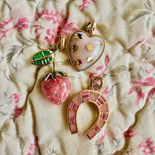 Storrow 14K Gold Pink Opal & Garnet Hallie Horseshoe Charm