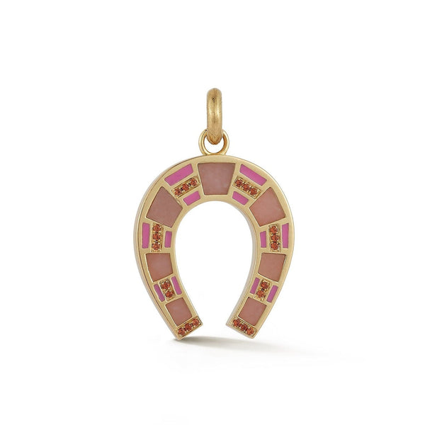 storrow 14K Gold Pink Opal & Garnet Hallie Horseshoe Charm