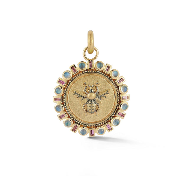 storrow 14K Gold Pink Tourmaline & Moonstone Mae Bee Medallion