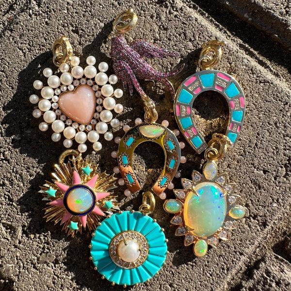 Storrow 14K Gold Turquoise Diamond & Pink Enamel Hallie Charm