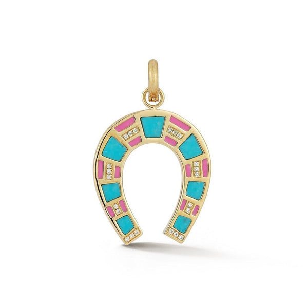storrow 14K Gold Turquoise Diamond & Pink Enamel Hallie Charm