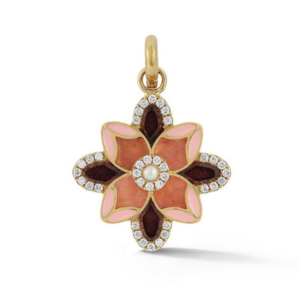storrow 14K Gold Violet Large Flower Mixed Stone Charm