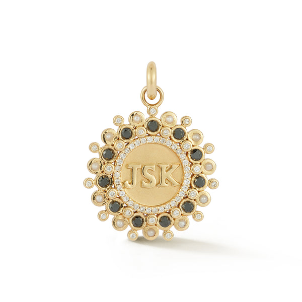 storrow 14K Gold White & Black Diamond & Pearl Small Customizable Mizpah Medallion