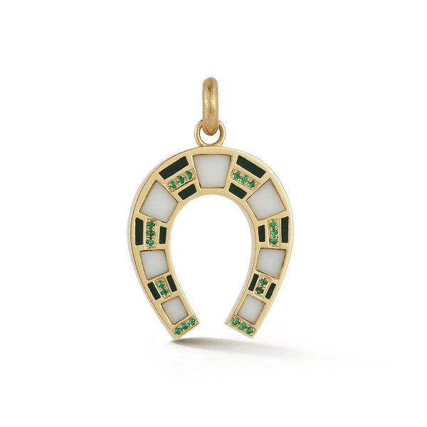storrow 14K Gold White Onyx & Emerald Hallie Horseshoe Charm