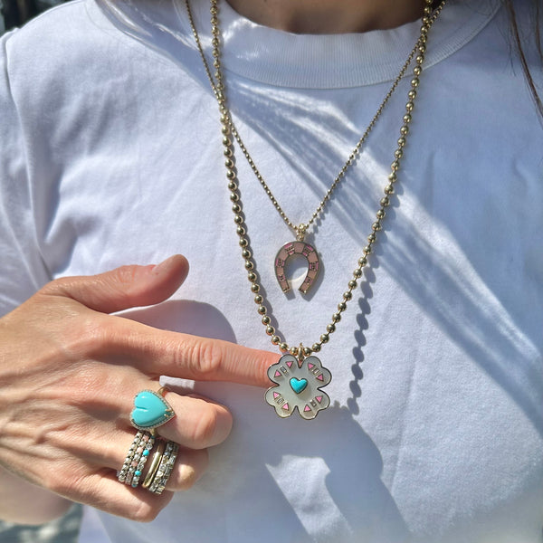 Storrow 14K Mother Of Pearl Turquoise & Diamond Ashleigh Clover Charm