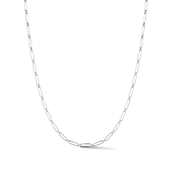 storrow 14K White Gold Alternating Elongated Link Grover Chain