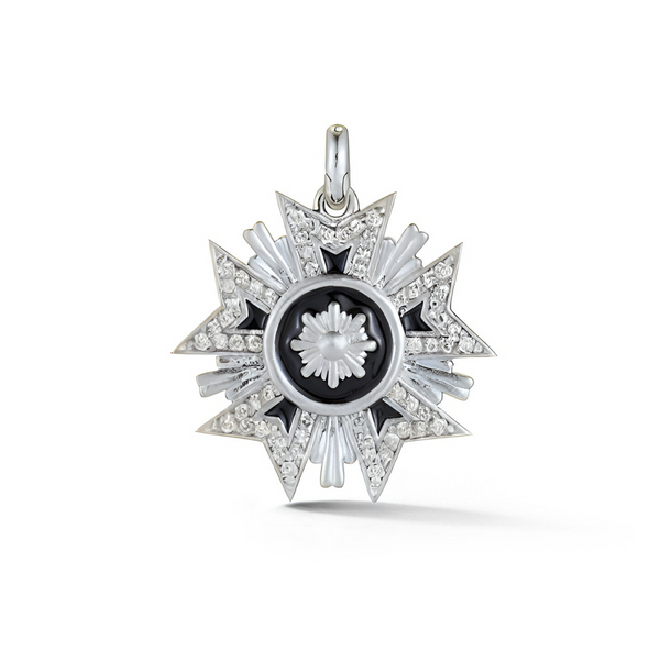 storrow 14K White Gold Diamond & Black Enamel Florence Charm