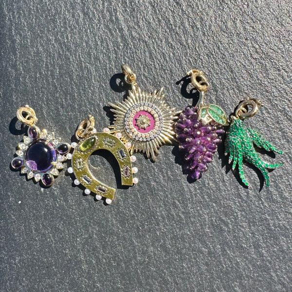 Storrow 14K Gold Amethyst & Diamond Mini Nora Charm
