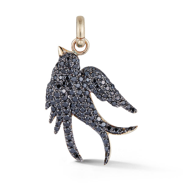 storrow 14K Gold & Black Diamond Large Birdie Charm
