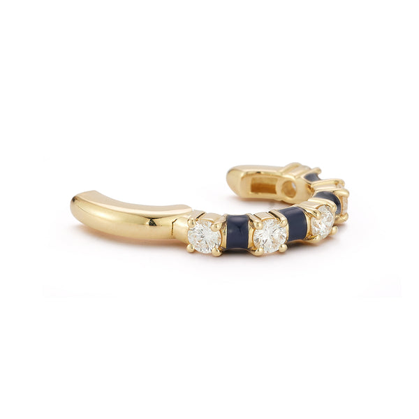 Storrow 14K Gold Navy Blue Enamel & Diamond Ear Cuff