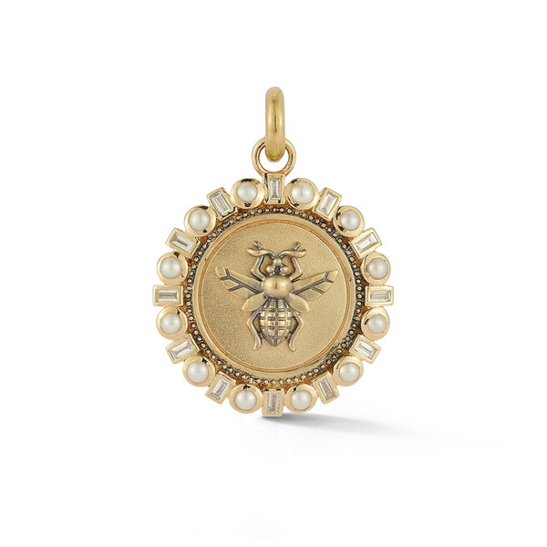 storrow 14K Gold Pearl & Diamond Mae Bee Medallion