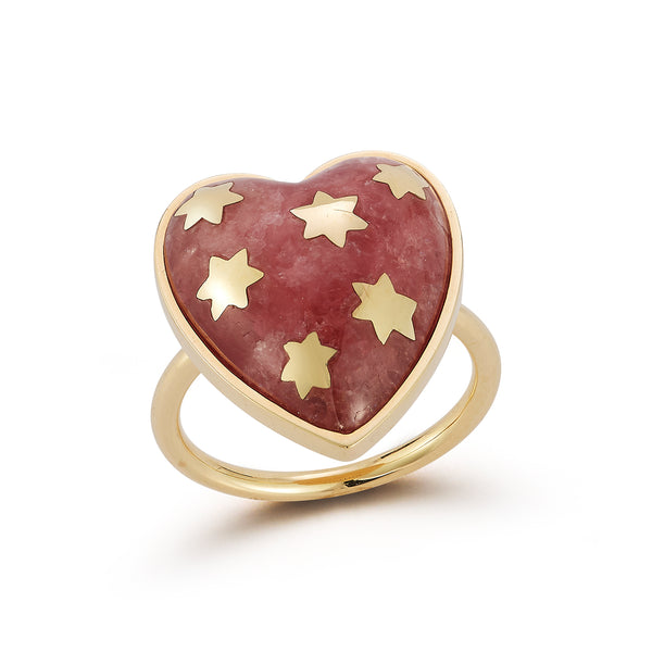 Storrow 14K Gold Rhodochrosite Anna Heart Ring