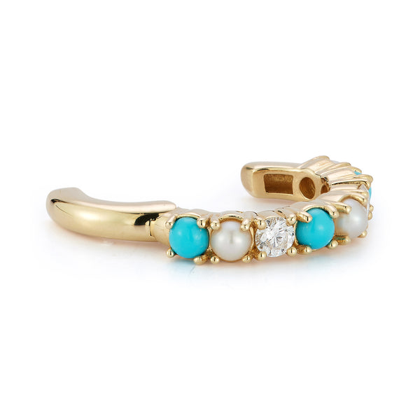 Storrow 14K Gold Turquoise Pearl & Diamond Ear Cuff