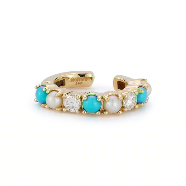 storrow 14K Gold Turquoise Pearl & Diamond Ear Cuff