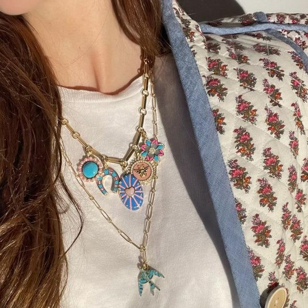 Storrow 14K Gold Violet Flower Mixed Stone Charm