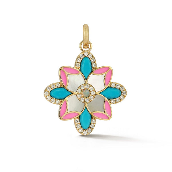 storrow 14K Gold Violet Flower Mixed Stone Charm