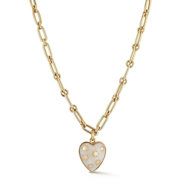 Storrow 14K Pink Opal Anna Heart & Oscar Necklace