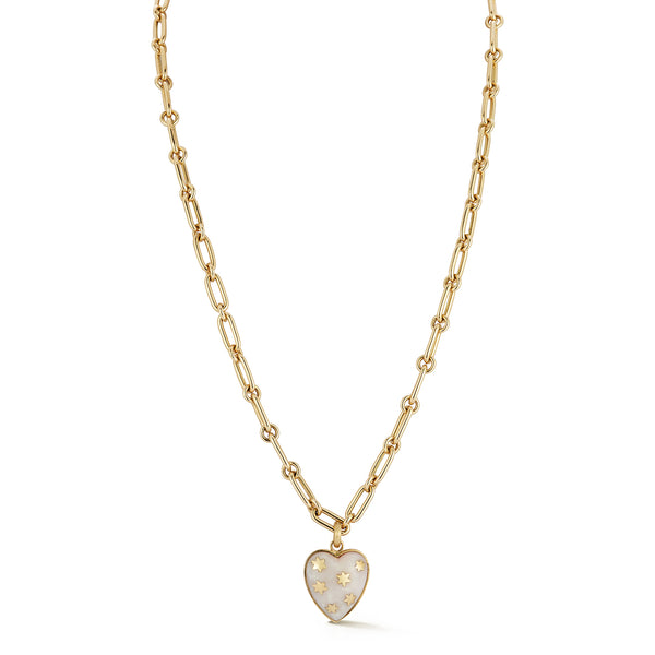 storrow 14K Pink Opal Anna Heart & Oscar Necklace