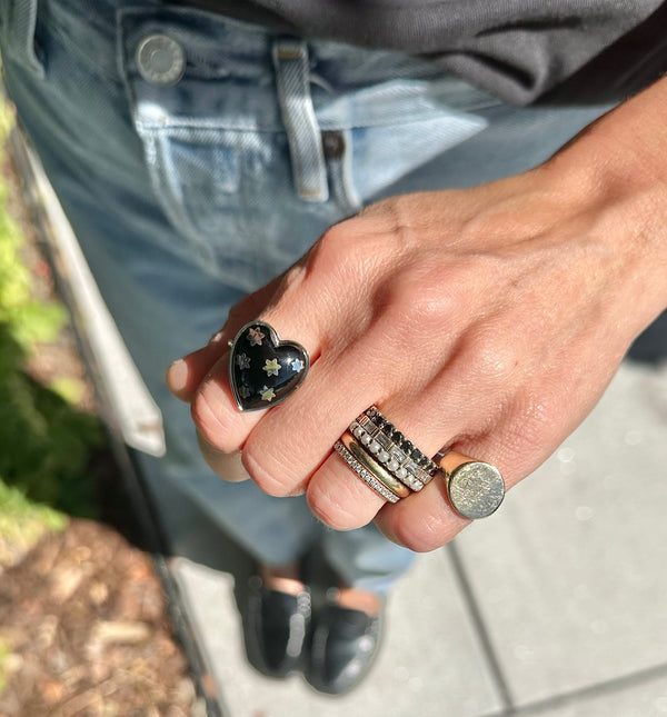 Storrow 14K White Gold Onyx Anna Heart Ring