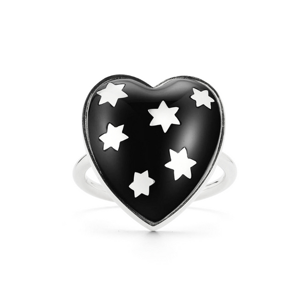 storrow 14K White Gold Onyx Anna Heart Ring