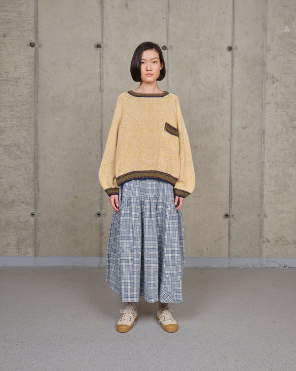 Story Mfg. Orbit Skirt - Indigo Check Picnic