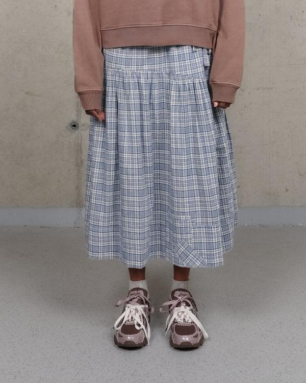 Story Mfg. Orbit Skirt - Indigo Check Picnic