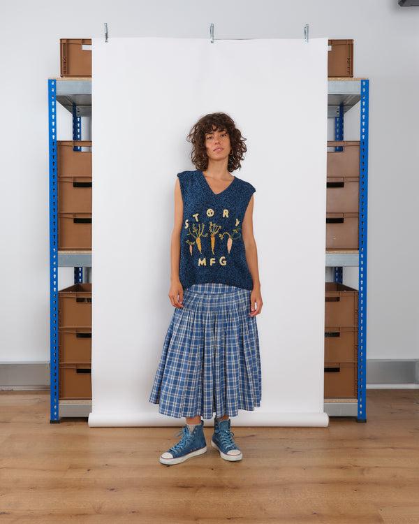 Story Mfg. Party Knit Vest - Indigo Carrots
